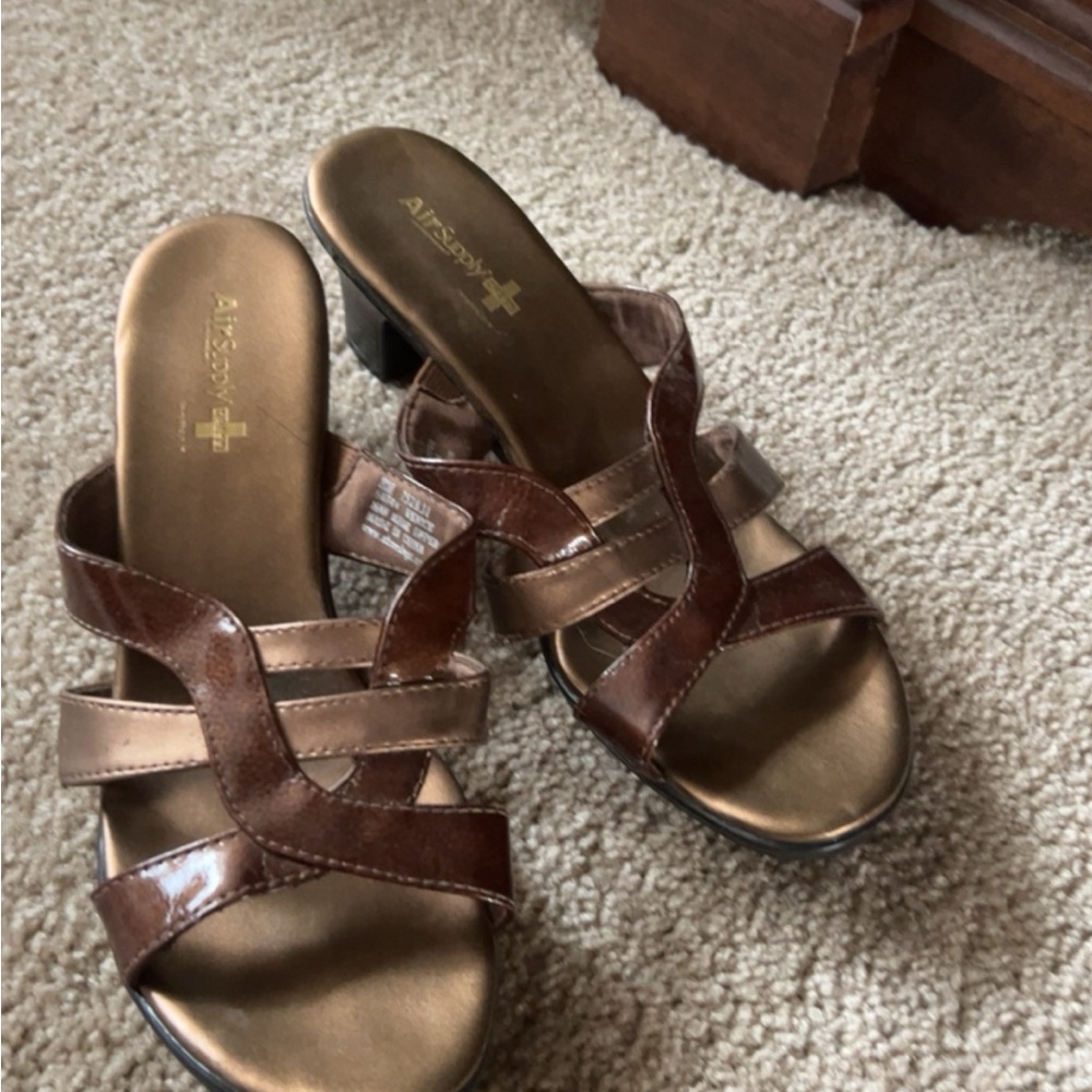 Brown and Gold Strappy Sandals
